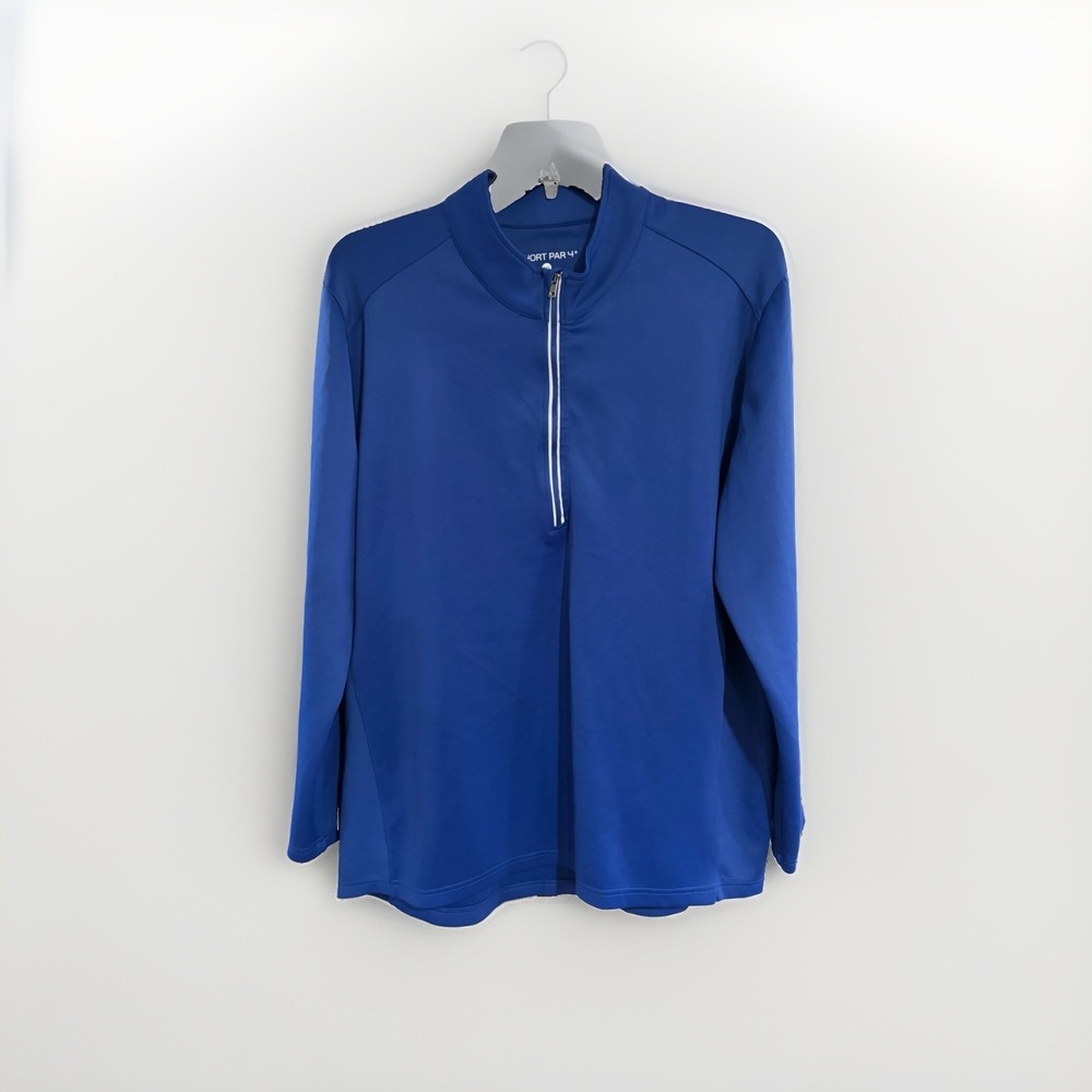 SHORT PAR 4 mens pullover sweatshirt shirt fleece BLUE stretch GOLF 2XL EUC W88